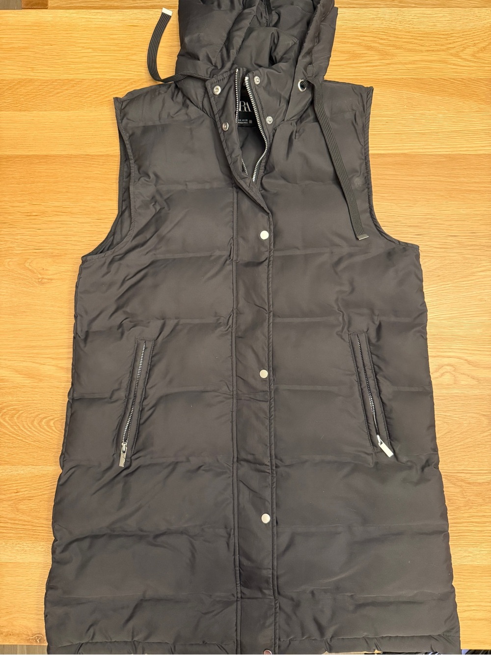 Zara Black Hooded Puffer Vest (Women)
